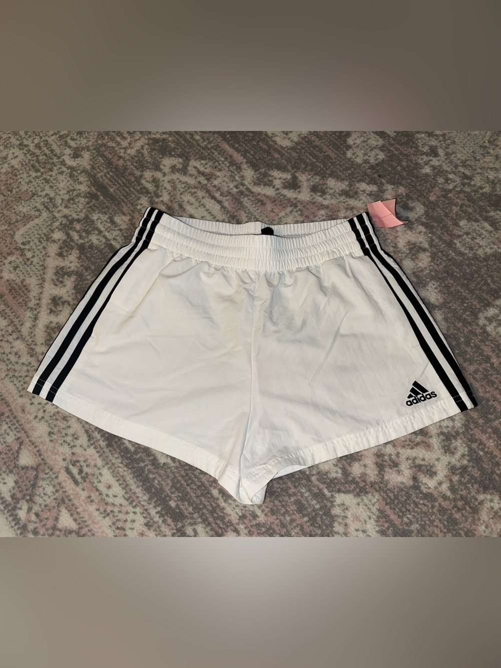 adidas White Athletic Shorts with Black Side Stripes